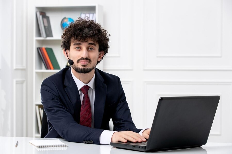 Man Working on Laptop.